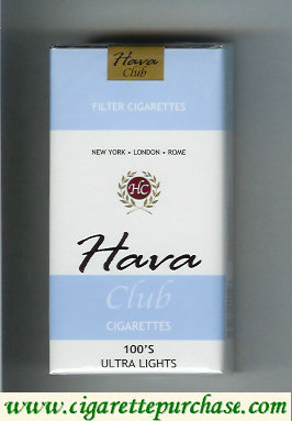 Hava Club cigarettes 100s Ultra Lights soft box